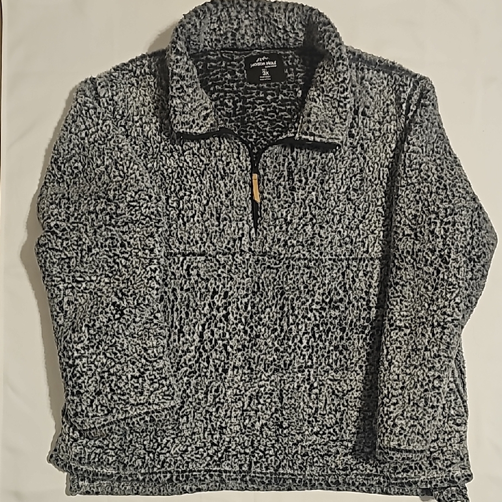 Jackson Hole Outerwear Womens Sherpa Fleece Zip Neck Sweater - Gray 3XL